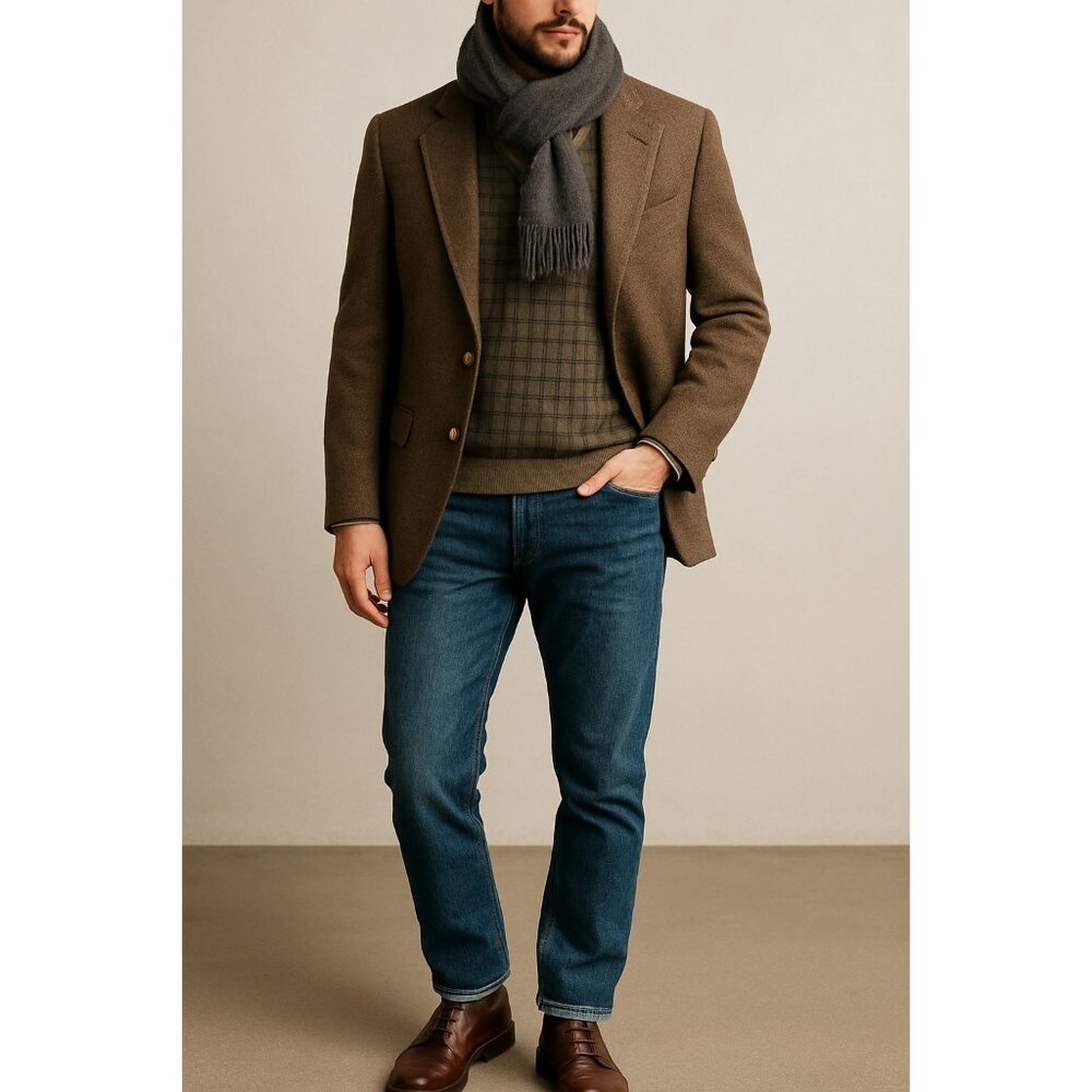 Structure Collection Brown Wool Blend Blazer | Vintage-Inspired | Men’s Small |